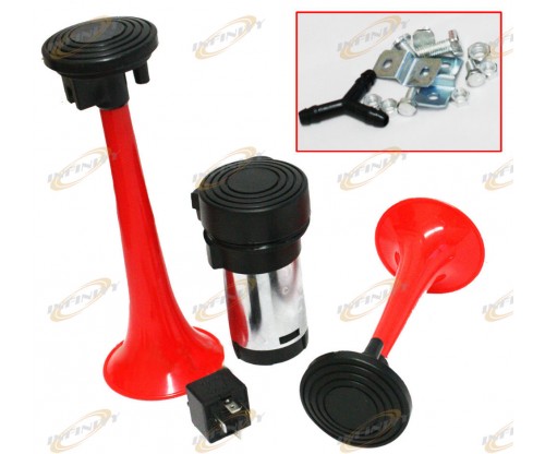 12Volt Super Loud 135DB Insanely Dual Trumpet Air Horn W/ Compressor 12V